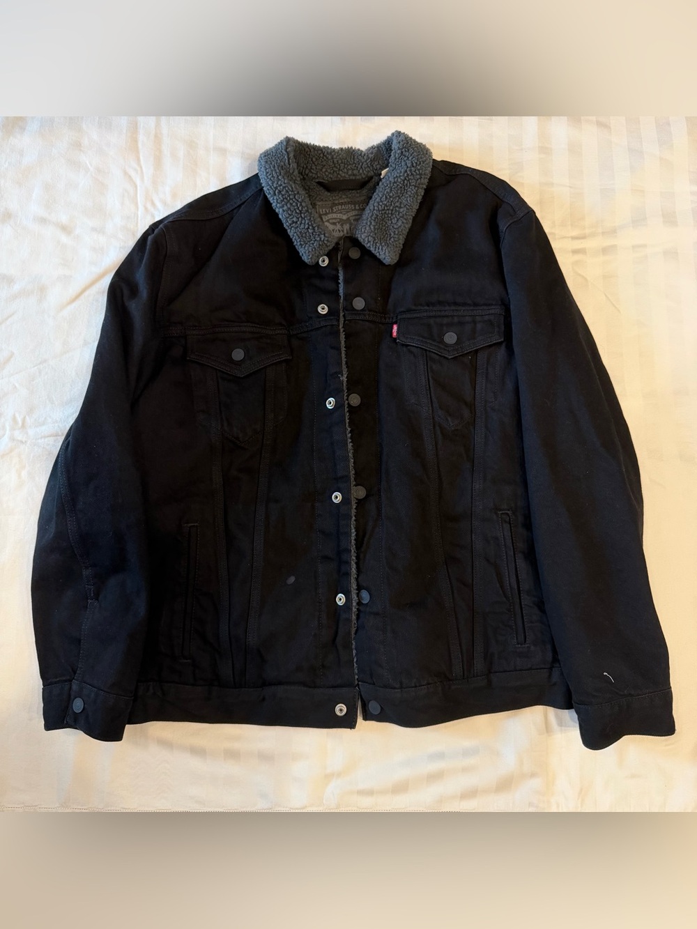 Levis Type lll Sherpa Fleece Lined Dark Wash Denim Trucker Jacket - Size XXL EUC